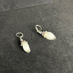 Elegant Silver and Purple Drop Earrings